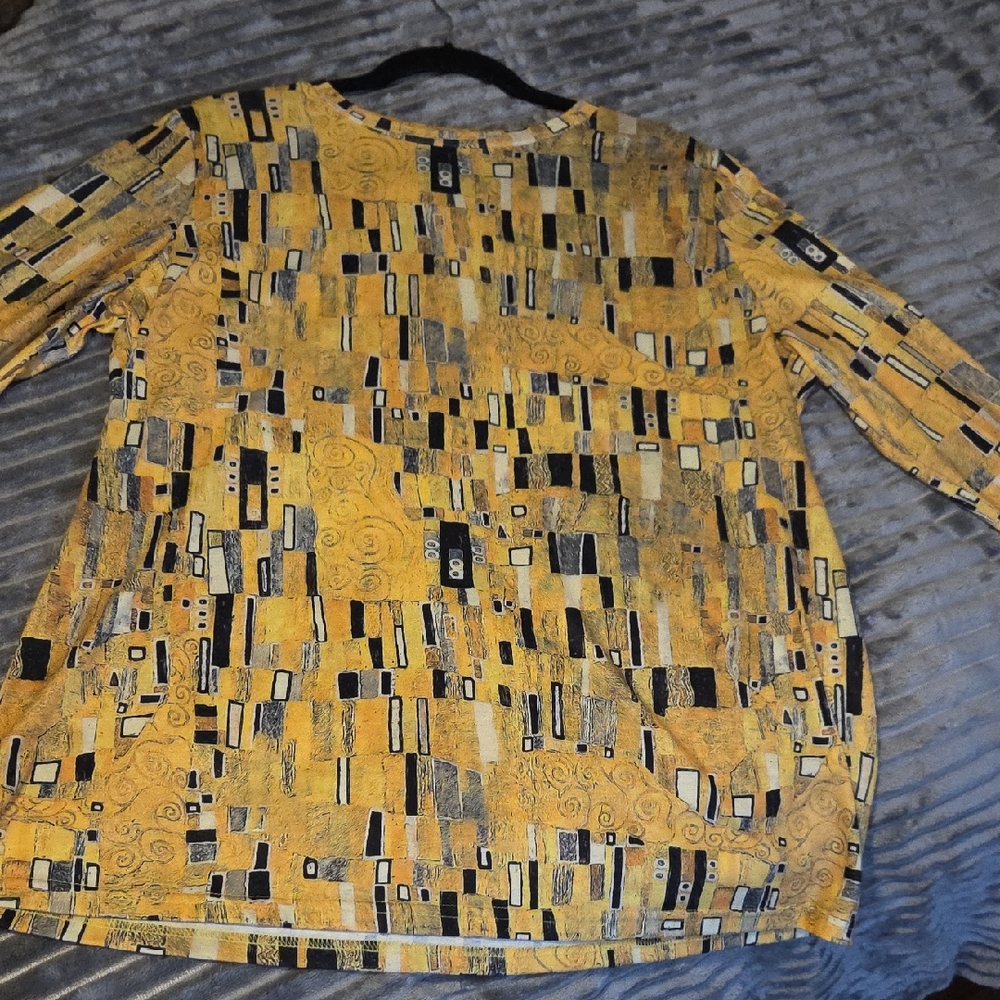 Geometric Yellow and Black Women's Top